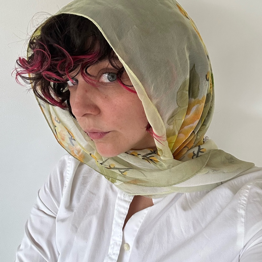 Floral Yellow and Green Scarf